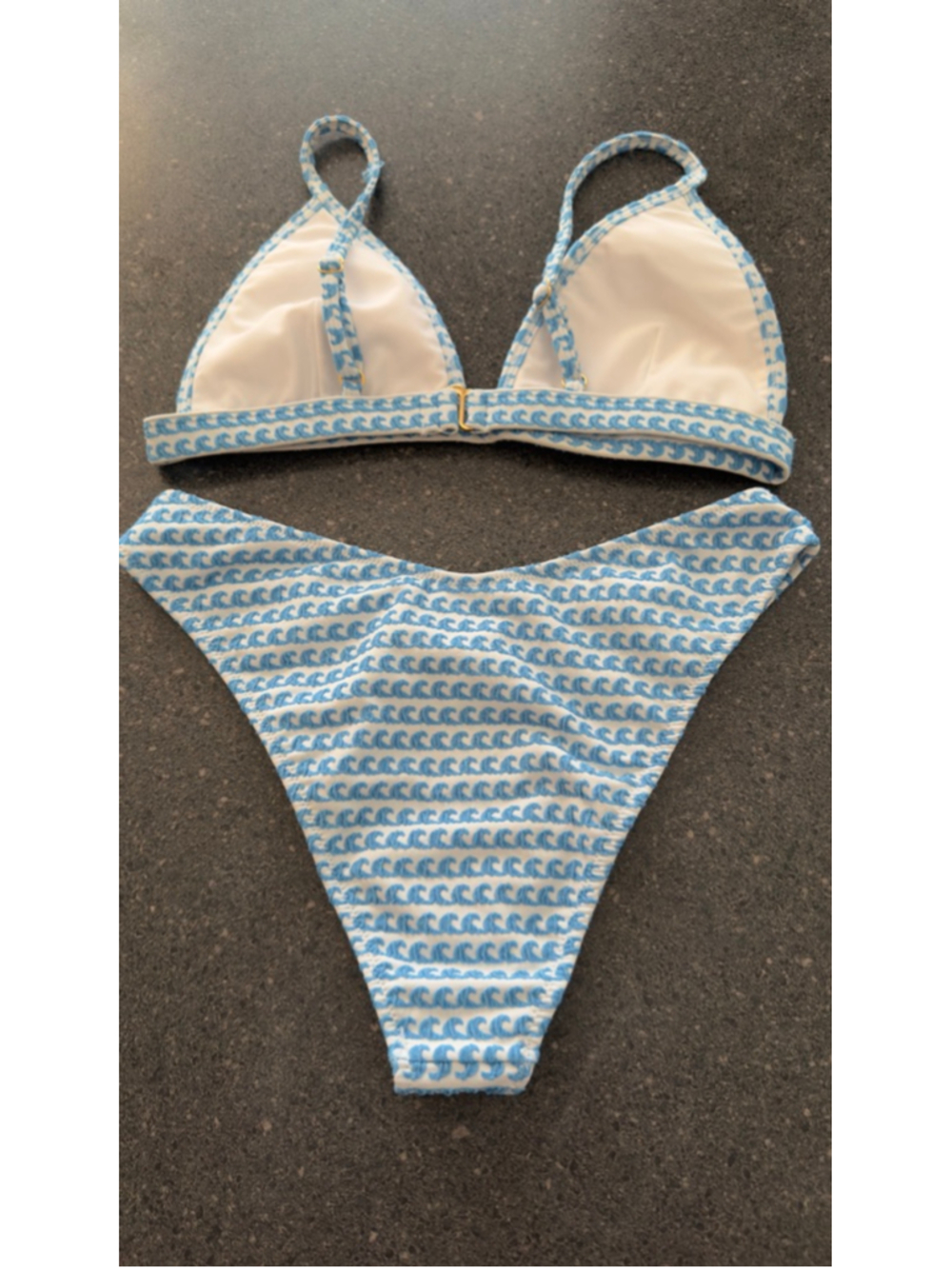 Seafolly Powder Blue & White Mesh Bikini Set size S - Picture 5 of 7